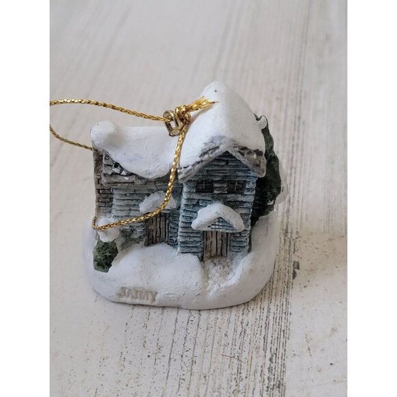 Mini Snow blue house wreath pine tree ornament Xmas decor - Picture 4 of 6